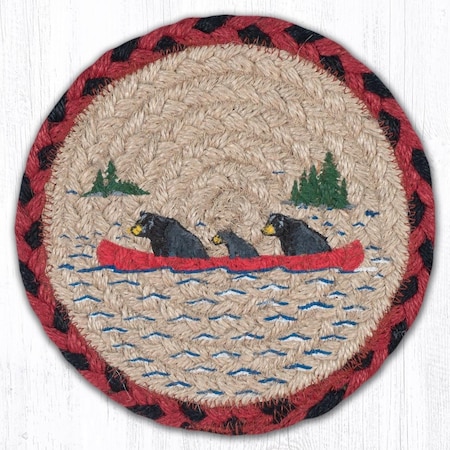 Palacedesigns 7 x 7 in. Bears Canoe Coaster Round Rug - Large PA2846588